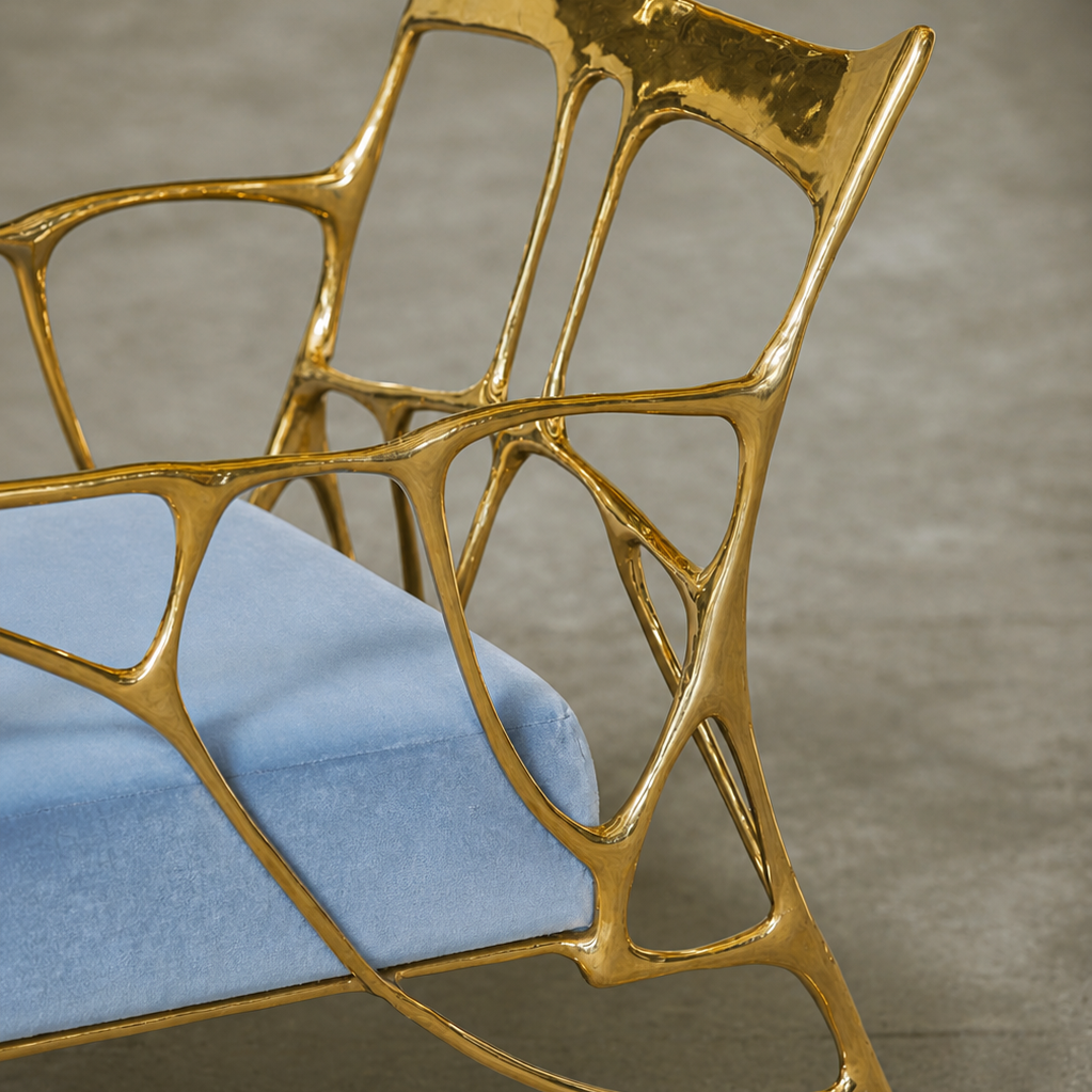 Ink Armchair aus massivem Messing